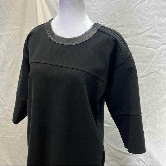 Madewell black shirt dress with zipper detail, pockets and leather trim. - Picture 5 of 13